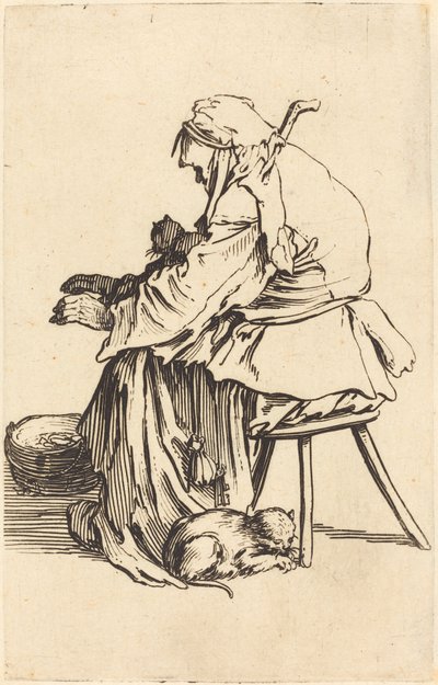Vieille femme avec des chats, vers 1622 - Jacques Callot