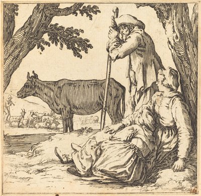 Couple de Paysans avec Vache - Jacques Callot
