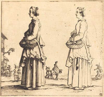 Paysanne avec panier, de profil, face à gauche, 1617 et 1621 - Jacques Callot