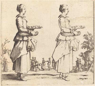 Paysanne avec panier, de profil, face à droite - Jacques Callot