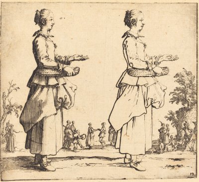 Paysanne avec panier, de profil, face à droite - Jacques Callot