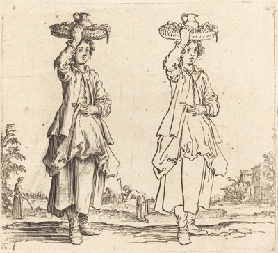 Paysanne avec panier sur la tête, vue de face, 1617-1621 - Jacques Callot