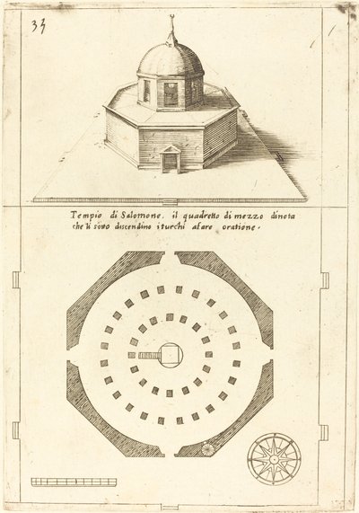 Plan et Rendu du Temple de Salomon - Jacques Callot