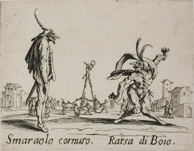 Smaraolo cornuto - Ratsa di Boio, planche 4 de Balli di Sfessania - Jacques Callot