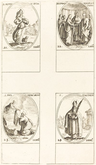 Sainte Agnès; Le Mariage de la Vierge; Saint Ildefonse; Saint Timothée - Jacques Callot