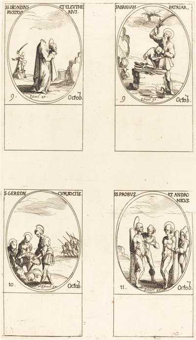 Saint Denis, Rustique et Éleuthère, Saint Abraham, Saint Géréon et Compagnons, Saints Pro - Jacques Callot