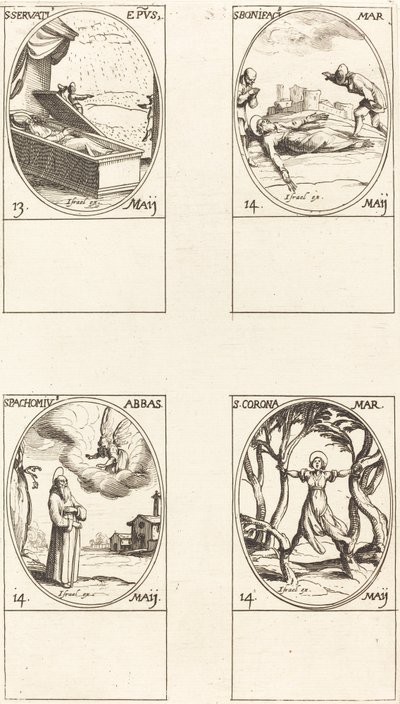Saint Servais; Saint Boniface; Saint Pacôme; Sainte Couronne - Jacques Callot
