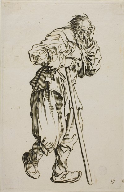 Le Mendiant avec des béquilles, planche seize de Les Mendiants - Jacques Callot