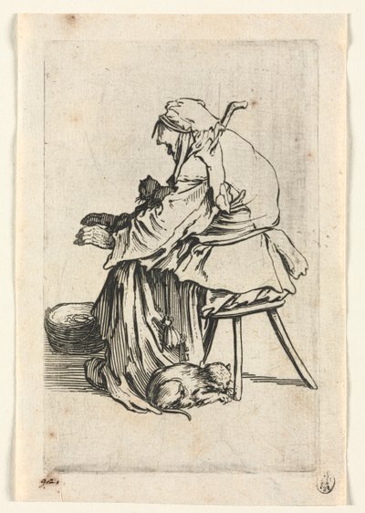 Les mendiants : Vieille femme et chats, vers 1623 - Jacques Callot