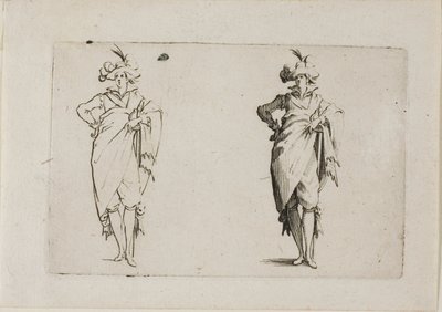 Le gentilhomme vu de face, avec la main droite sur la hanche, des Caprices - Jacques Callot