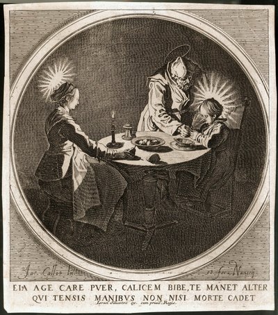 La Sainte Famille à table ... (gravure) - Jacques Callot