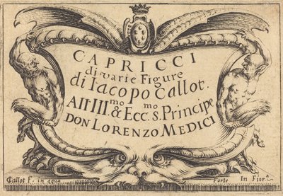 Page de titre pour Les Capricci, vers 1617 - Jacques Callot