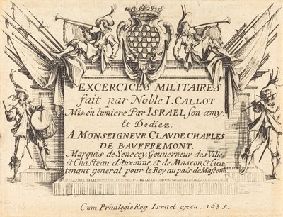 Page de Titre pour "Les Exercices Militaires" - Jacques Callot