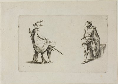 Deux hommes assis, extrait des Caprices - Jacques Callot