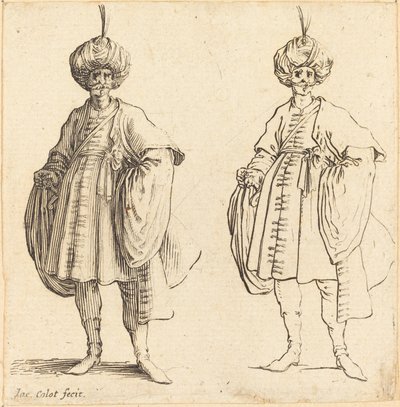 Deux Turcs vêtus de turbans avec une plume - Jacques Callot