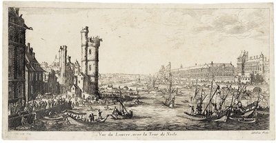 Vue de la Seine sur le Louvre à droite ... (eau-forte) - Jacques Callot