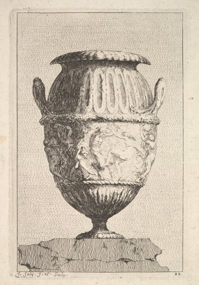 Conception pour un vase avec une frise bacchique, de : Vases, 1746 - Jacques Francois Joseph Saly