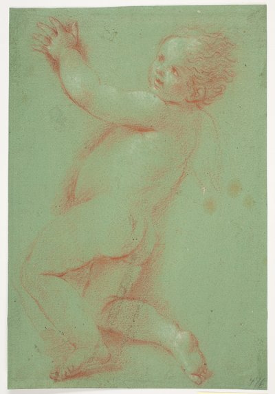 Ange érotique à demi-agenouillé - Jacques Francois Joseph Saly