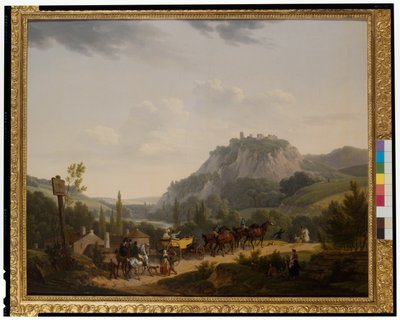 Un groupe de voyageurs dans un paysage - Jacques Francois Joseph Swebach
