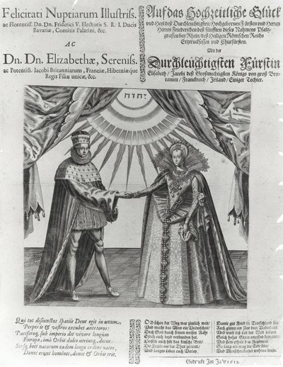 Une affiche sur le mariage de Frédéric V, Électeur Palatin, et la princesse Élisabeth d