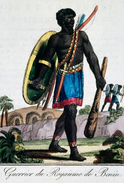 Guerrier du Bénin, Afrique, gravure de l