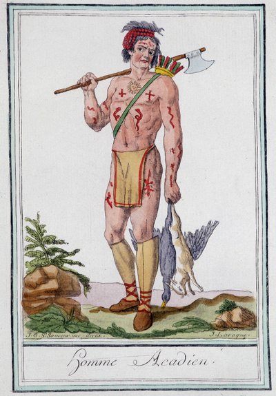Homme acadien - dans "Encyclopédie des voyages" par Grasset St Sauveur, éd. 1796 - Jacques Grasset de Saint Sauveur