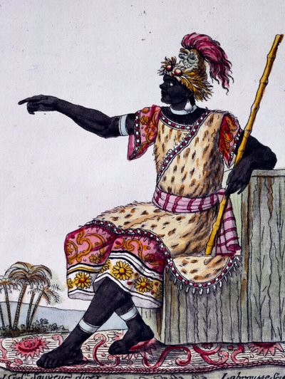Roi de Loango, gravure en couleur d