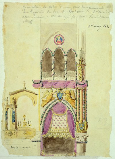 Projet pour la décoration de Notre-Dame pour le baptême du Duc de Bordeaux - Jacques Ignace Hittorff