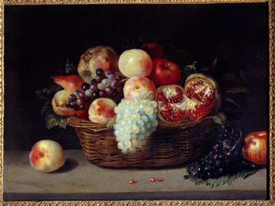 Panier de grenades, pêches et raisins - Jacques Linard