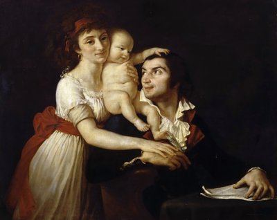 Camille Desmoulins avec sa femme Lucile et leur enfant - Jacques Louis David