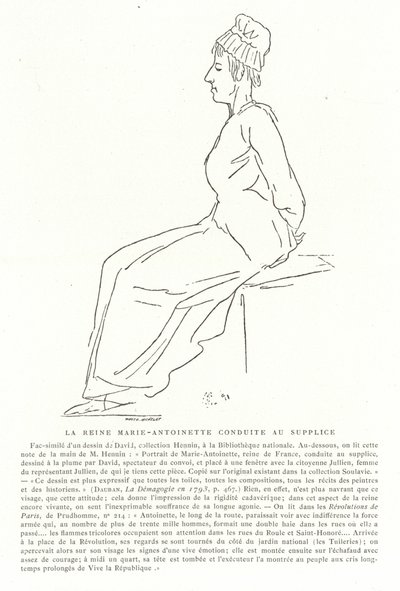 Marie-Antoinette en route vers son exécution, 16 octobre 1793 - Jacques Louis David