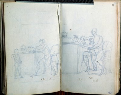 Étude pour le portrait de Louis XVI et le dauphin. Dessin de Jacques Louis David (1748-1825) - Jacques Louis David