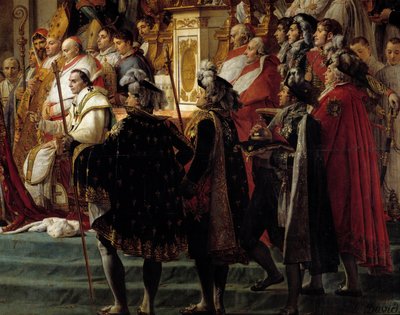 Le Sacre de Napoléon. Détail représentant le premier plan avec le Pape Pie VII lors du Sacre de l