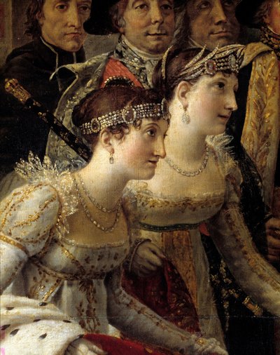 Le Sacre de Napoléon. Détail représentant Madame de la Rochefoucault et Madame Lavalette lors du Sacre de l