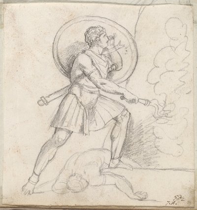 Guerrier avec un bouclier et une torche - Jacques Louis David