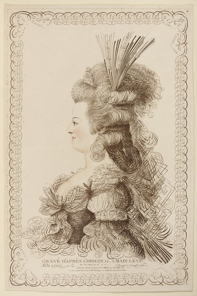 Portrait calligraphique de Marie Antoinette - Jacques Louis Petit