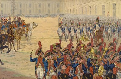Première revue de la garde consulaire sur le terrain de parade au Palais des Tuileries - Jacques Marie Gaston Onfray de Breville (Job)