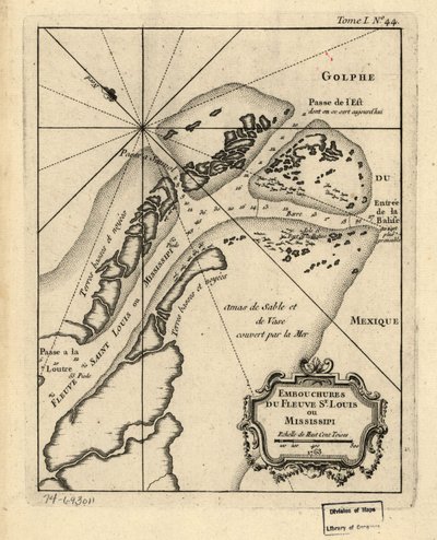 Embouchures du fleuve St. Louis ou Mississipi. 1763. LOC 74693011 - Jacques Nicolas Bellin