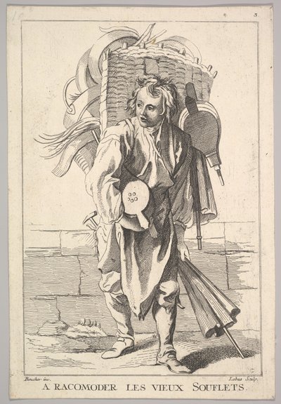 Copie inversée de A Racomoder les Vieux Souflets, du Cri - Jacques Philippe Le Bas