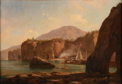 Grottes et falaises au bord de la mer - Jacques Raymond Brascassat