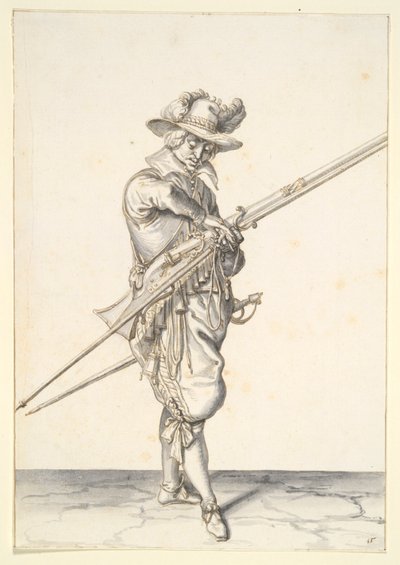 Soldat se préparant à tirer un mousquet - Jacques de Gheyn II