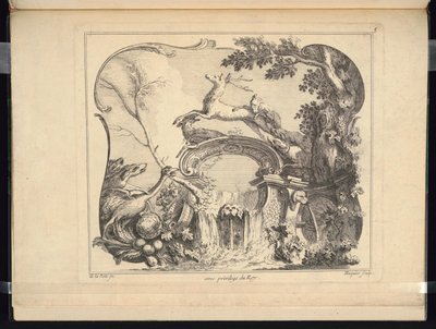 Conception pour un cartouche formant un pont (horizontal) - Jacques de Lajoüe