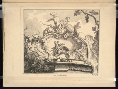 Conception pour un Cartouche avec Écrevisse (Horizontal) - Jacques de Lajoüe