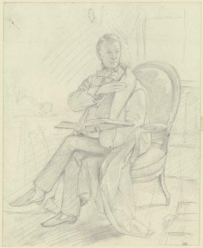 Jeune homme assis dans un fauteuil avec un livre - Jakob Becker