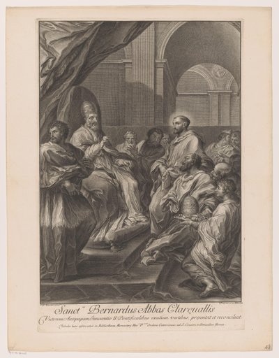 Saint Bernard de Clairvaux devant le pape Innocent II
Sanctus Bernardus Abbas Clareuallis (titre sur l