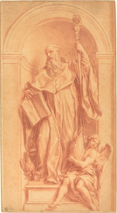Une sculpture de Saint Benoît dans une niche - Jakob Frey