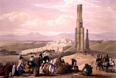 La forteresse et la citadelle de Ghunzee et les deux minarets, de 