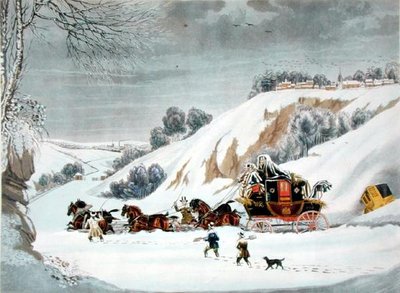 Un courrier dans la neige profonde, gravé par George Hunt - James (after) Pollard