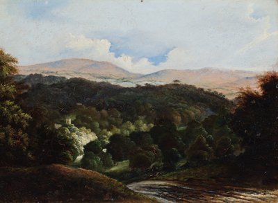 Paysage avec bâtiments dans une forêt (huile sur carton moulin) - James (circle of) Giles