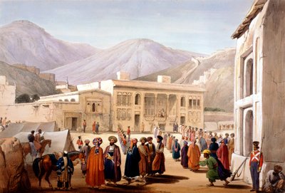 Shah Shoja, marionnette des Britanniques, tenant un durbar à Kaboul, Première guerre anglo-afghane, 1838-1842 - James Atkinson